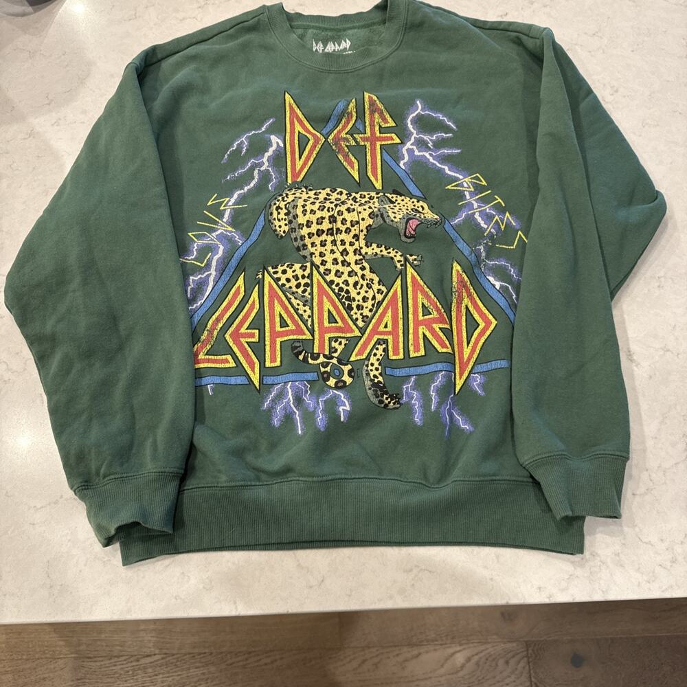 Def Leppard love bites Green pullover sweatshirt Medium men's